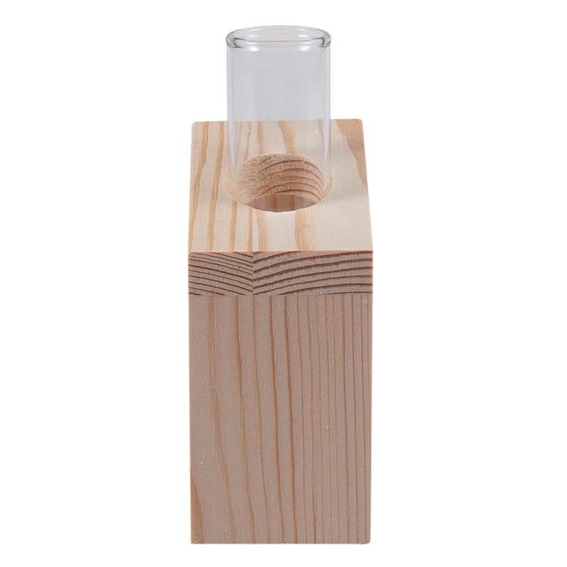 Krystal Glas Test Tube Vasen i Træ Står Urtepotter til Hydroponiske Planter Hjem Haven Dekoration 3