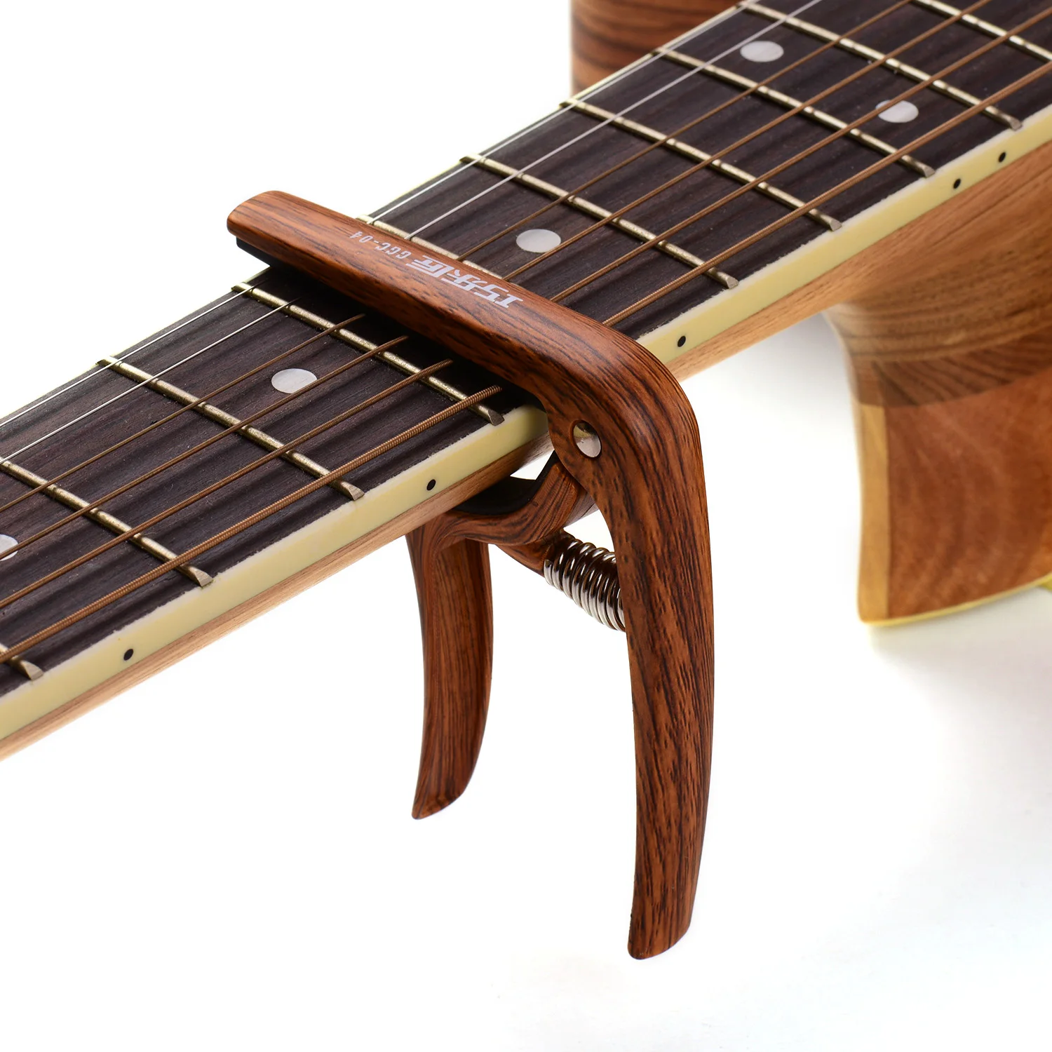 Bærbare Guitar Capo Zink Legering Capo Tone-Variation Klip Ergonomisk Design for Guitarer Træ, Korn Farve 3