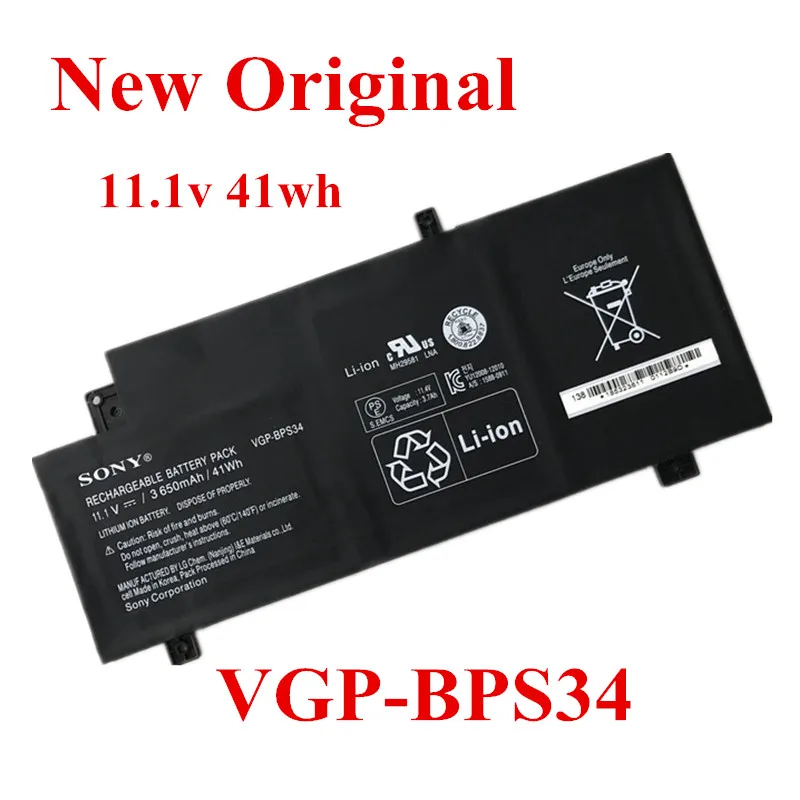Nye Originale Bærbare udskiftnings Li-ion-Batteri til SONY VGP-BPS34 SVF14A18SC F14A18 11.1 v 41wh 3