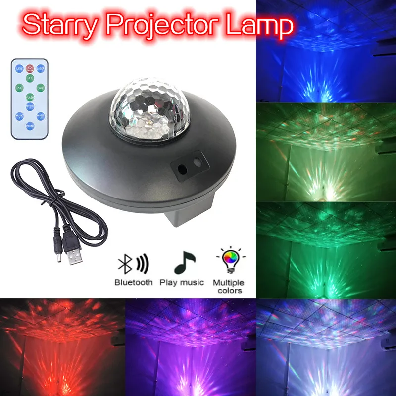 Galaxy Stjerneklar Nat-Lampe LED-USB-Stjernede Projektor Nat Lys Ocean Wave Projektor Med Musik, Bluetooth Fjernbetjening Børn Gave 3
