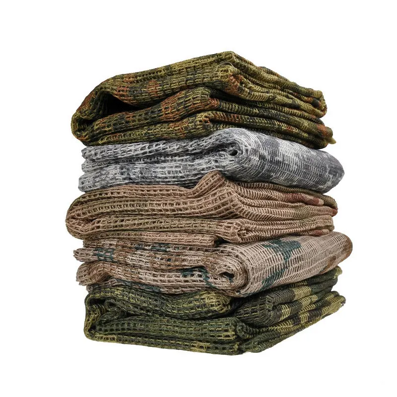 MENFLY Udendørs PÅ-FG Camouflage Anti-myg Tørklæde Polyester Garn Store Mesh Håndklæde til boligindretning Cosplay Tørklæde 3