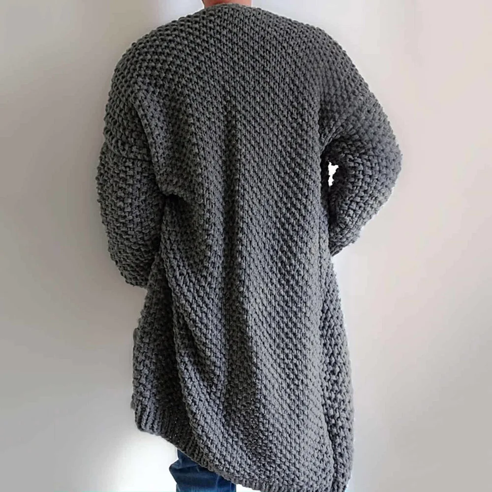 Fall Winter Mænd Sweater Cardigan Fashion Almindelig Casual Lang Strikket Oversize Løs Plus Size Mandlige Outwear Knappen Tykkere Pels 3