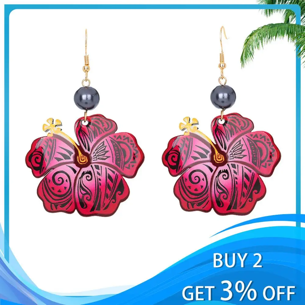 Cring Coco Blomst Øreringe Mode Hawaii Akryl Plumeria Stjerne Smykker Oprindelige Design Harpiks Drop Dinglende Øreringe til Kvinder 3