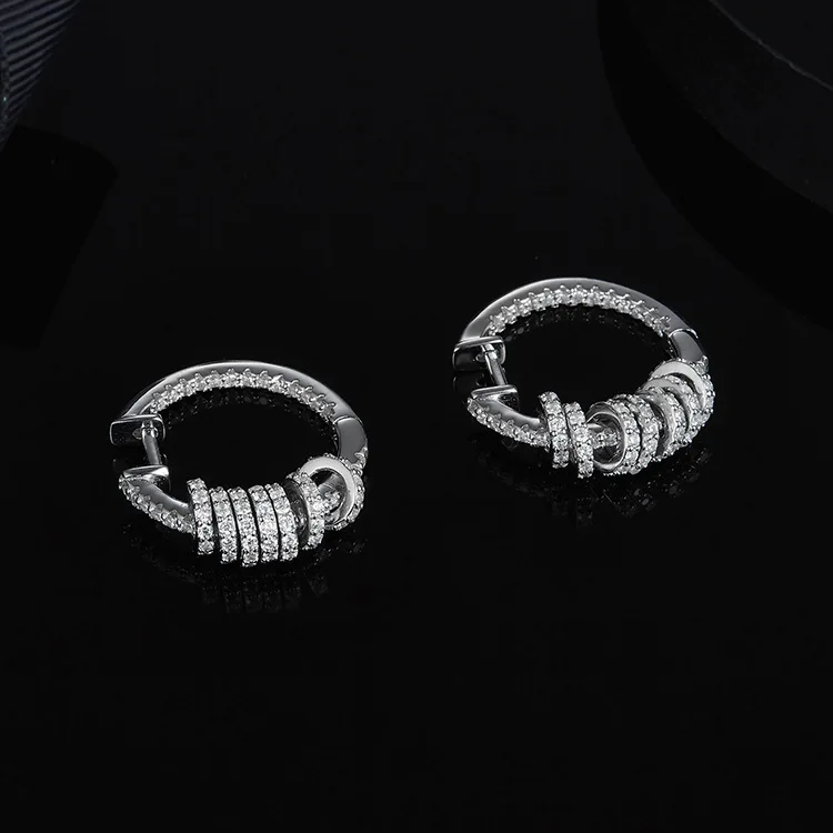 [MeiBaPJ]Ægte 925 Sterling Sølv Cirkel, Multi-ring Dråbe Øreringe til Kvinder Personlighed Fin Fest Smykker 3
