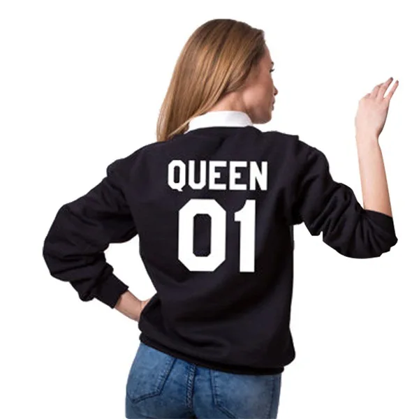 Kvindelige KONGE Dronning Brev Print Par Tøj og Hættetrøjer Kvinder Sweatshirts Plus Size Elsker Pullover 3