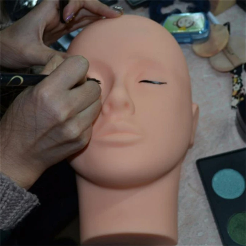 1 stk NY-Mannequin med Fladt Hoved Silikone Praksis Falsk Eyelash Extensions, Makeup Model Massage Uddannelse Hot Salg 3