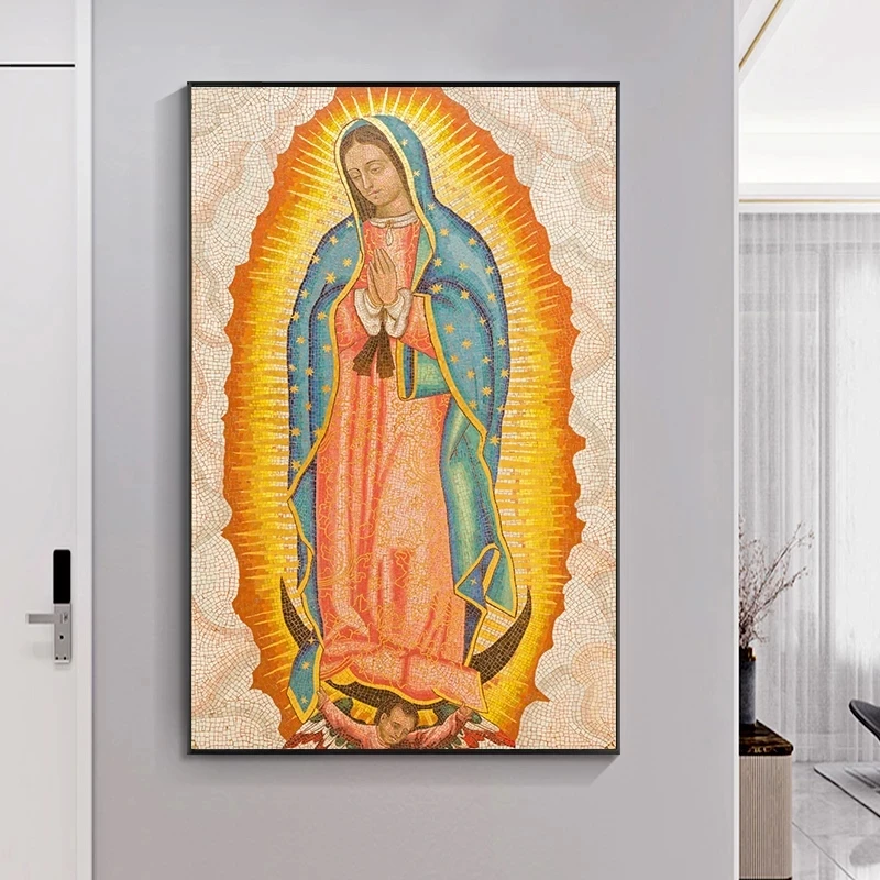 Velsignede Jomfru Maria Portræt Kristne Tradition Lærred Maleri Plakater og Billeder Religion Abstrakte Væg Kunst til Hjemmet Indretning 3
