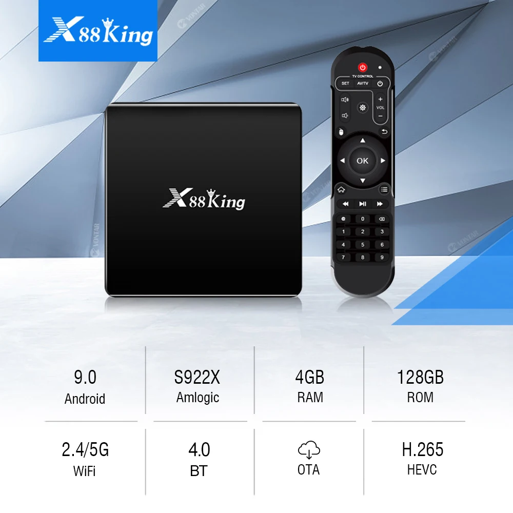 X88 King 4GB 128G Amlogic S922X TV-Boksen Android 9.0 Dobbelte Wifi BT5.0 1000 M 4K GooglePlay Butik Youtube 4K-Set-top-boks Media Player 3