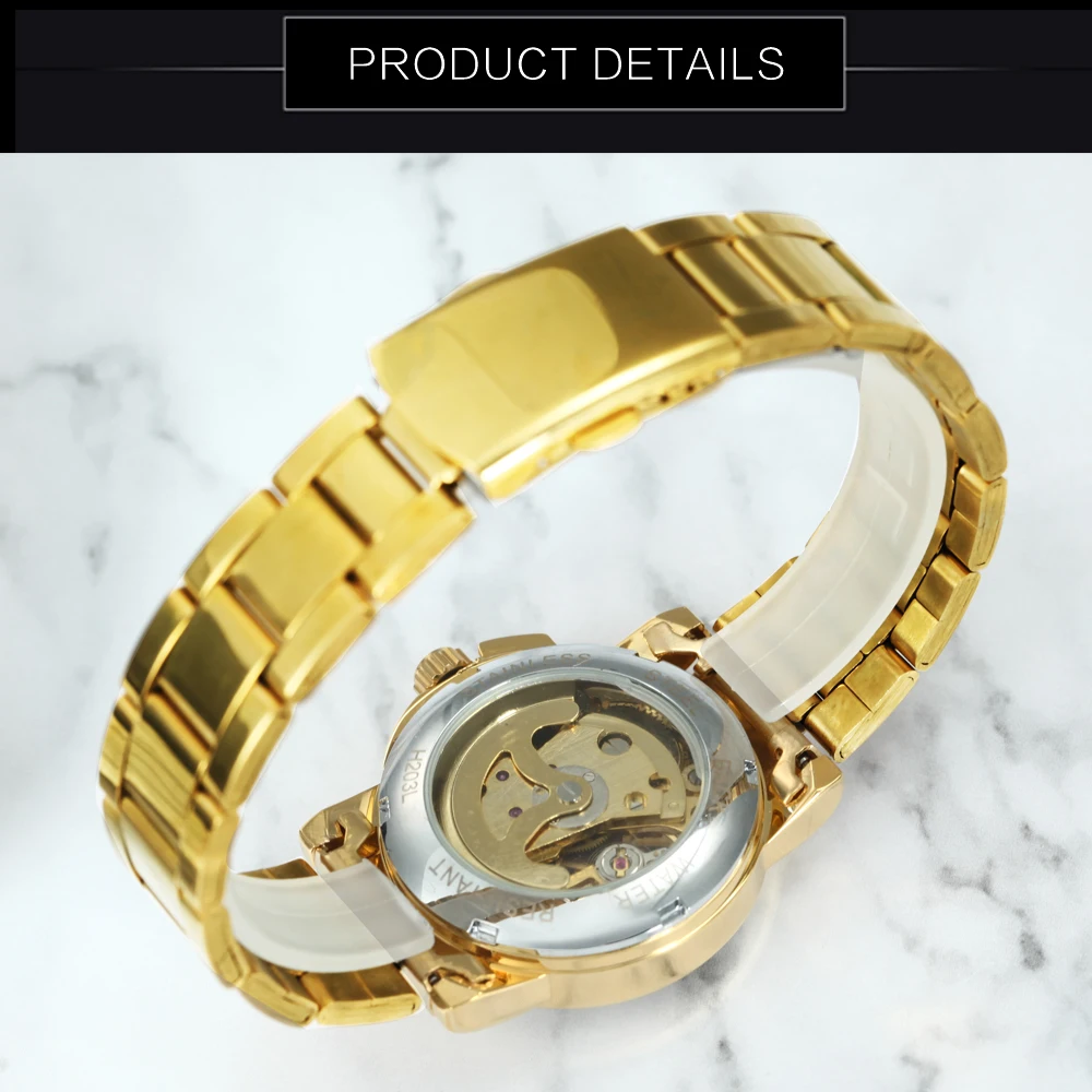 VINDEREN Officielle Golden Kvinder Watch Luksus Elegante Automatisk Mekanisk Armbåndsur i Rustfrit Stål Rem Crystal Ur Piger 2020 3