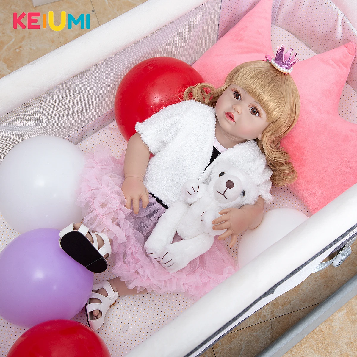 KEIUMI Reborn Dolls Full Vinyl Body 57cm Lifelike Fashion Princess Baby Doll Boneca Reborn Toy For Children's Day Gift 3