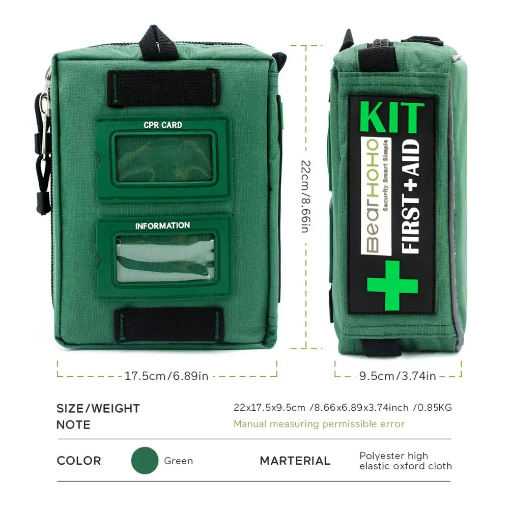 BearHoHo Praktisk Førstehjælp Kit Taske Let Akut Medicinsk Redde Udendørs Bil Bagage Skole Vandring Overlevelse Kits 3