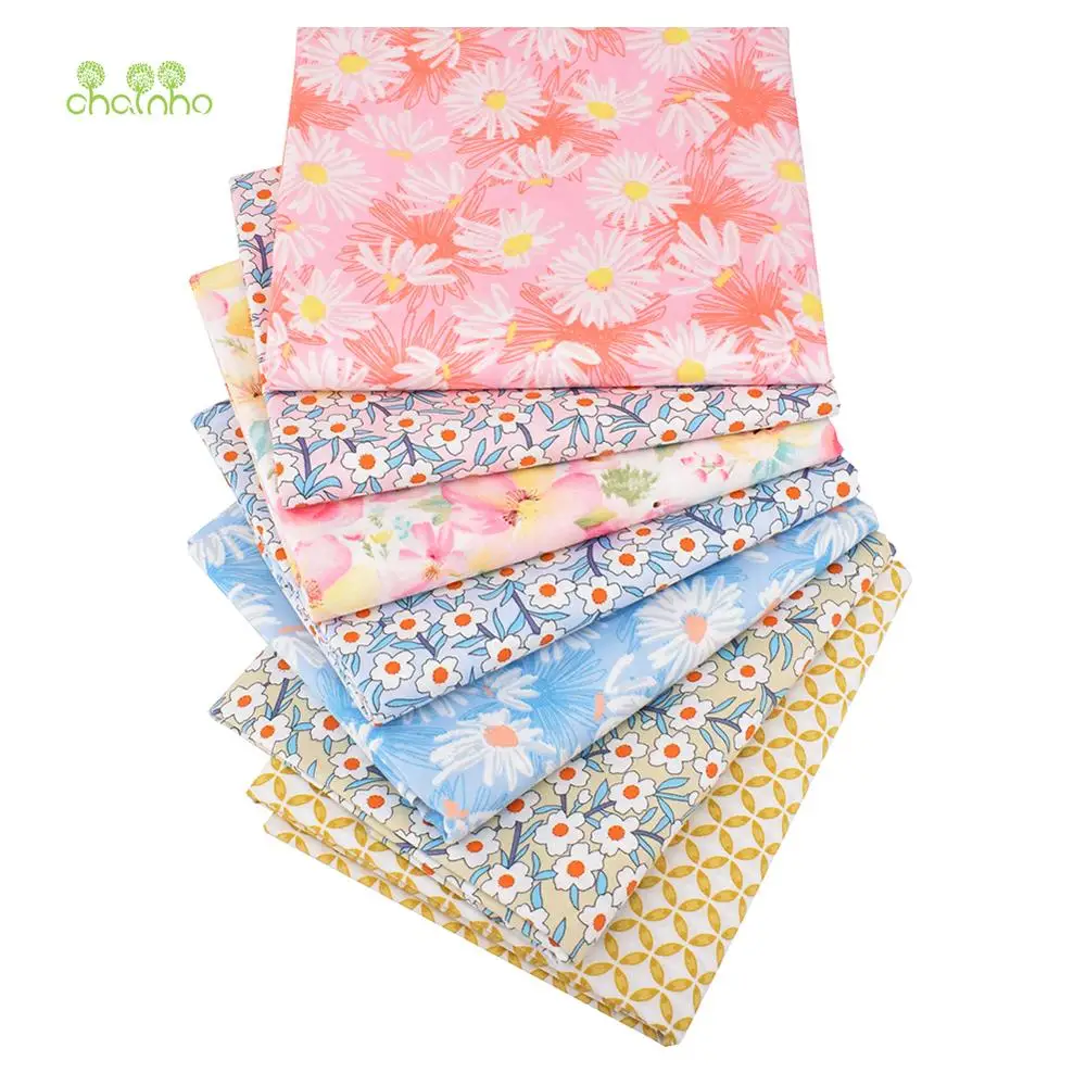 Daisy-Blomster-Serien,Trykt Bomuld Twill Stof, For DIY Syning, Quiltning Baby & Children ' s Bed Tøj Materiale 3