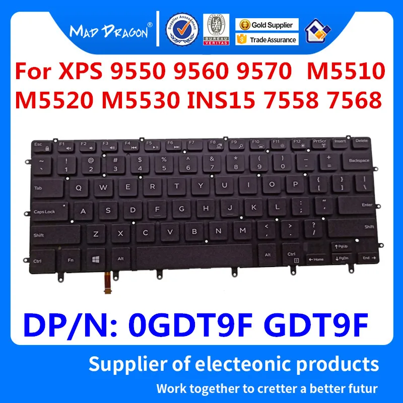 MAD DRAGON Mærke laptop Nye Tastatur med Baggrundsbelysning For Dell XPS 9550 9560 9570 M5510 M5520 M5530 INS15 7558 7568 0GDT9F GDT9F 3