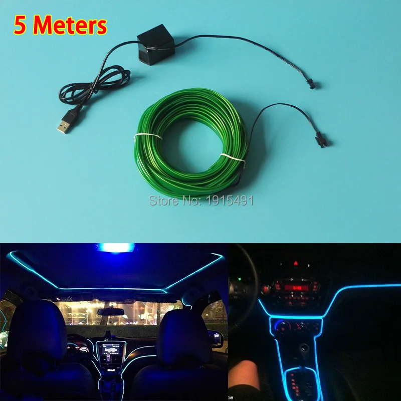 EL Wire lys 6mm Sy Kanten Neon Lys Dans Fest Bil, Indretning, Lys Neon Fleksibel EL Wire Rør LED Strip Med 5V USB-Stik 3