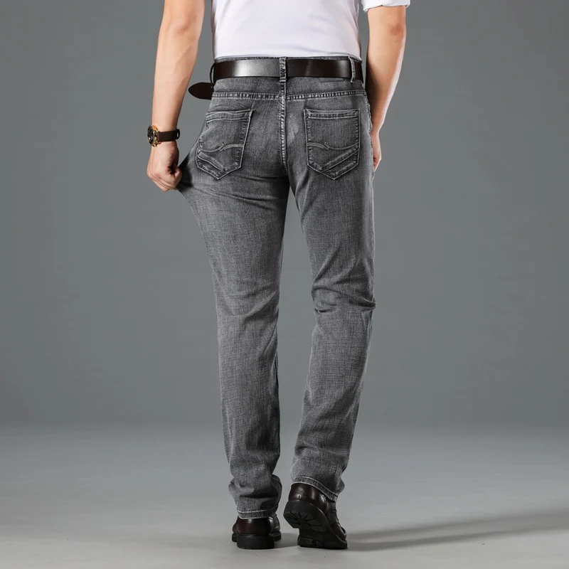 2020 Efteråret Ny Mørk Grå Avancerede Stretch Jeans Mænd Business Casual Fit Regelmæssig Bomuld Denim Bukser Mandlige Brand Bukser 3