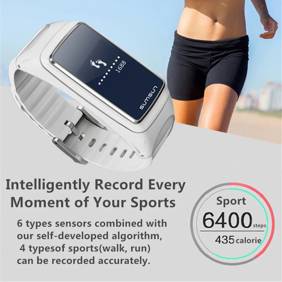 Bluetooth Smart Band pulsmåler Sport sundhed armbånd ur med-afspiller og bluetooth headsettet Besvare Opkald, Smart Ur 3