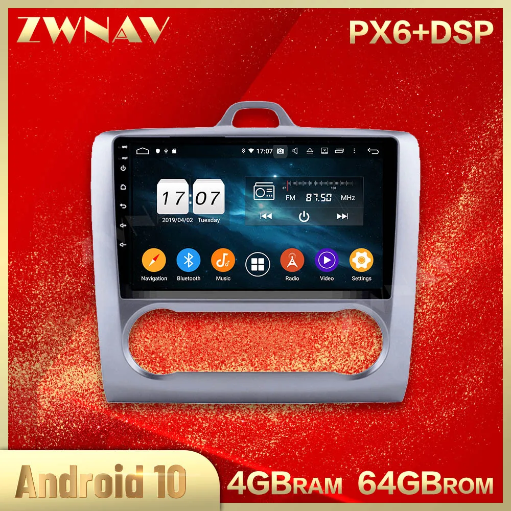 2 din Android 10.0 skærmen Car Multimedia afspiller Til FORD FOKUS PÅ 2004-2011 BT audio stereo radio GPS navi-hovedenheden auto stereo 3