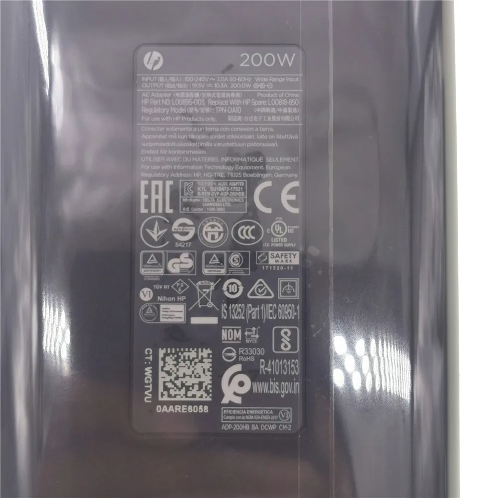 Nye Originale Oplader AC-Adapter Til ZBook 17 ZBook 15 G3 G4 G5 TPN-DA10 19,5 V-10.3 EN 200W Strømforsyning L00895-003 L00818-850 3