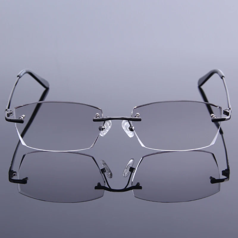 High Clear Diamond Cutting Rimless Reading Glasses Men Ultralight Optics Prescription Glasses Male Reader Presbyopic Eye Glasses 3