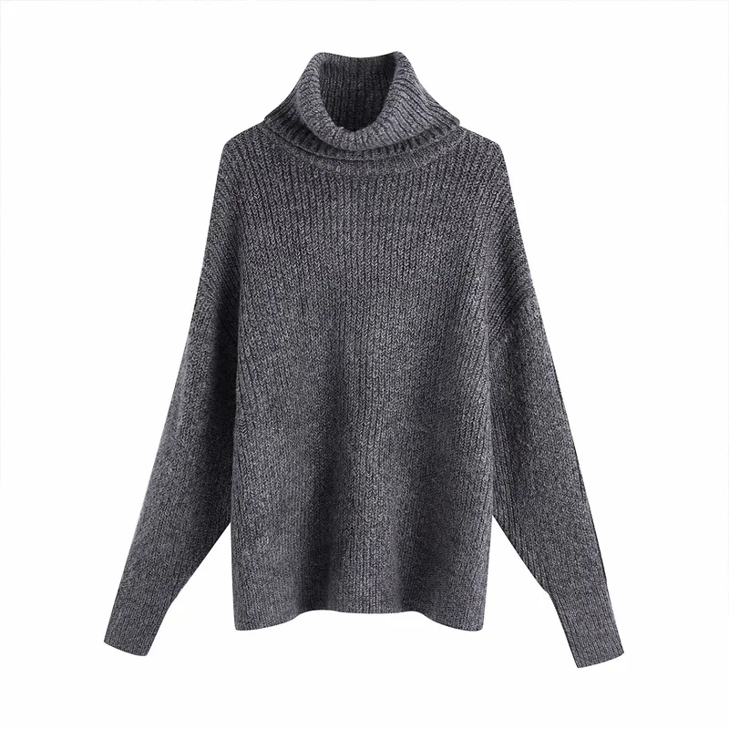 Za Turtleneck Sweater Kvinder 2020 Mode Blød Løs Vintage Trøje Strikket Langærmet Kvindelige Pullovere Kvinder Vinter Chic Toppe 3