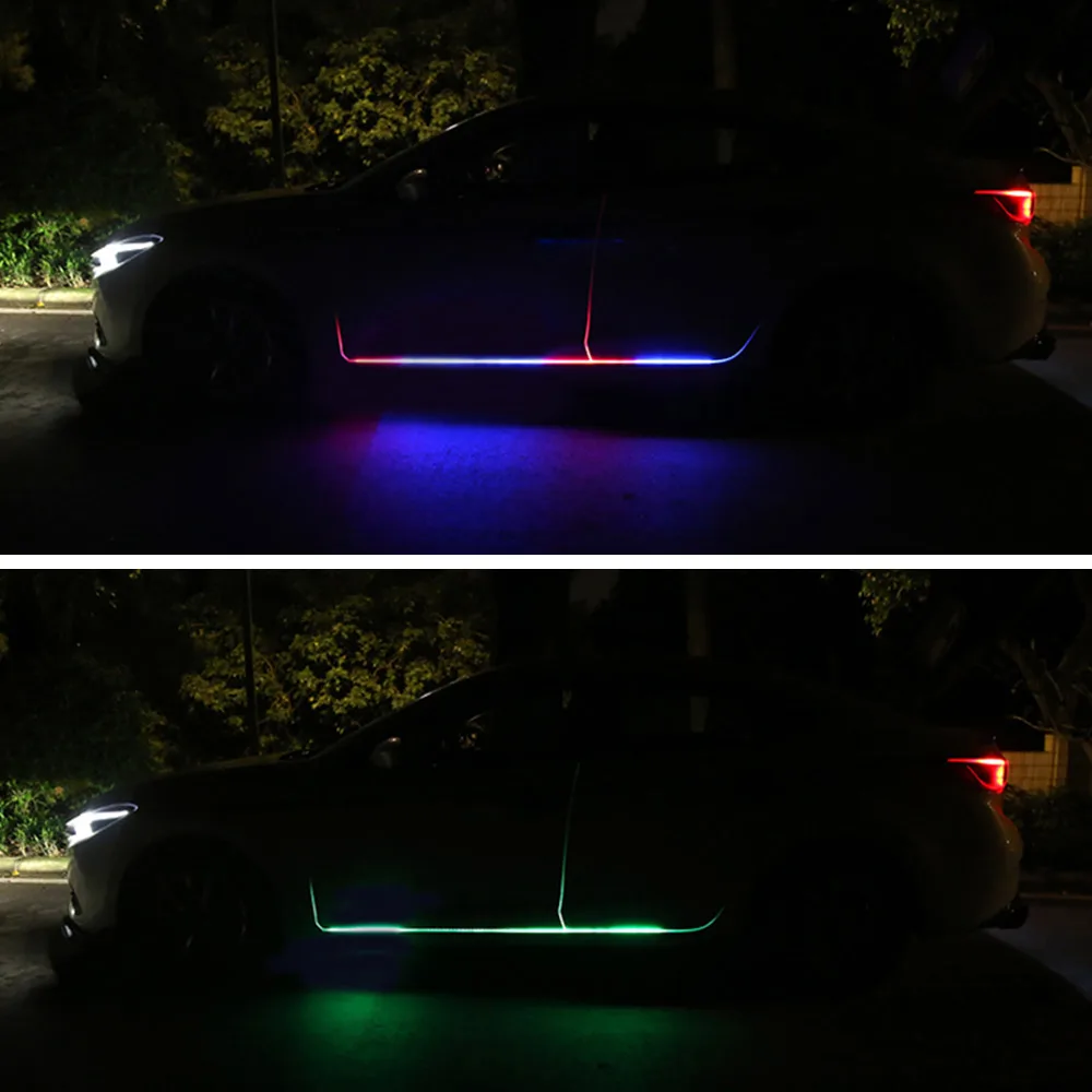 Bil RGB Led lysbånd Led-Lampe Dør Advarsel Flash Lampe 12v Auto Fjernbetjening Strip RGB Farverige Dekorative Lys Atmosfære 3