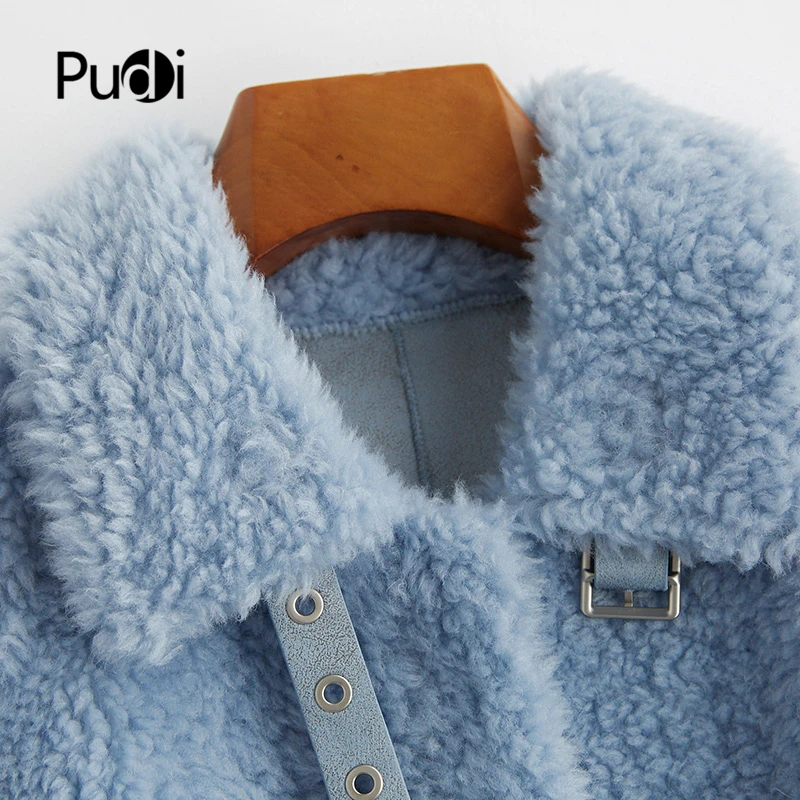 Aorice kvinder vinteren ægte uld pels jakke kvindelige pige fåreklipning frakker dame, Lang jakke over størrelsen parkacoats CT025 3