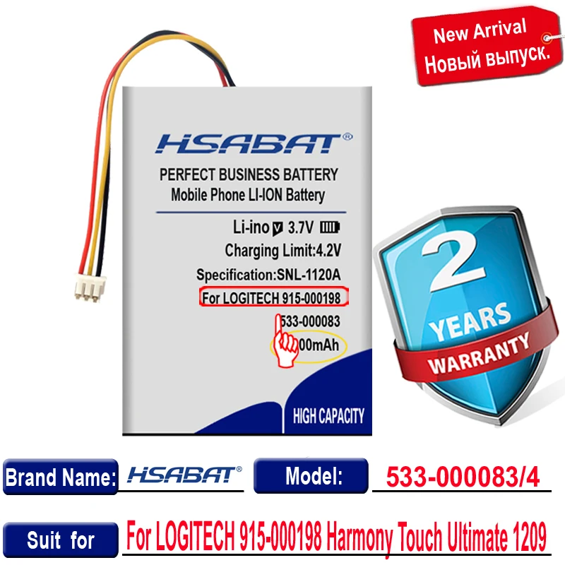 HSABAT 0 Cyklus-1800mAh Batteri til LOGITECH 915-000198 Harmony Touch Ultimative 1209 533-000083 533-000084 Udskiftning Akkumulator 3