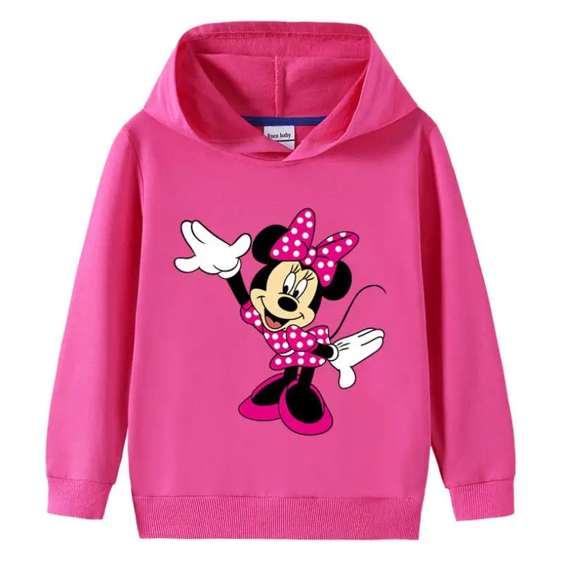 Disney Minnie Mouse Bomuld Trøje med Lange Ærmer T-shirt Efteråret Tegnefilm Børne Tøj Toppe Baby Pige Børns Hættetrøjer 3