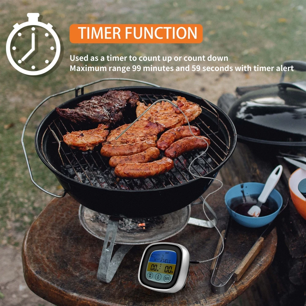 1STK Køkken Mad Digital Display Touch-Termometer Udendørs Grill Termometer Timer Madlavning Kød, Køkken, Nye Værktøjer 3