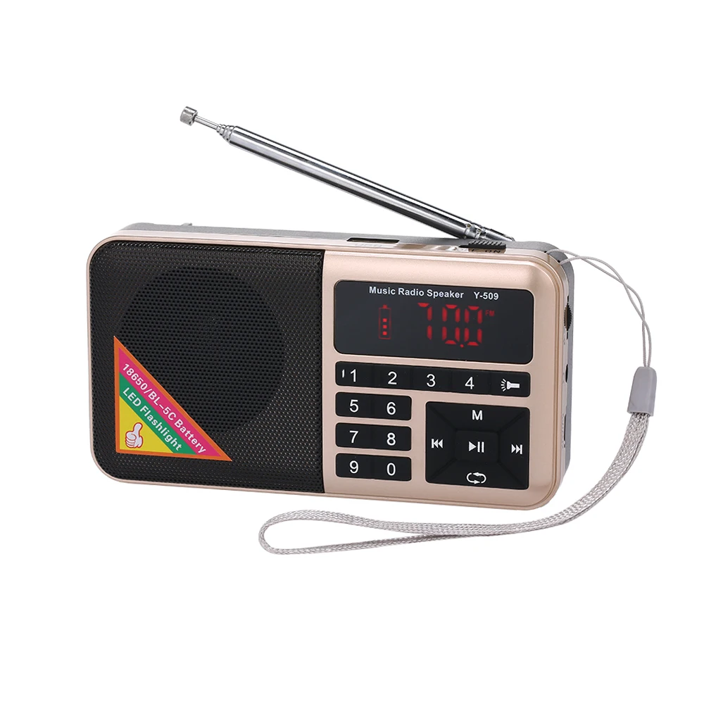 Bærbar FM-Radio Mini Digital Raido Højttaler af Høj Kvalitet MP3-Musik Afspiller TF Kort med LED Lommelygte Skærm 3