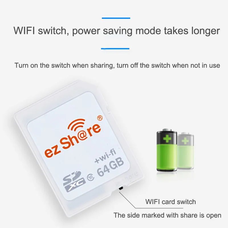 Ezshare WiFi SD-Kort Wireless WiFi TF Micro SD Til en SD Adapter, 8G 16GB 32G Kun Støtte 4GB 8GB 16GB 32GB Microsd-Kort 3