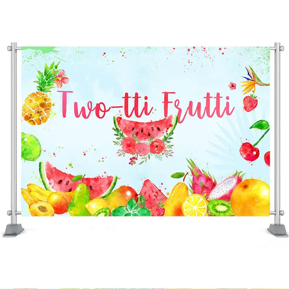 Twotti Frutti Baggrund Piger Sommeren Anden Fødselsdag Part Indretning Sommeren Akvarel Tutti Fruity Fødselsdag Baggrund Banner 3