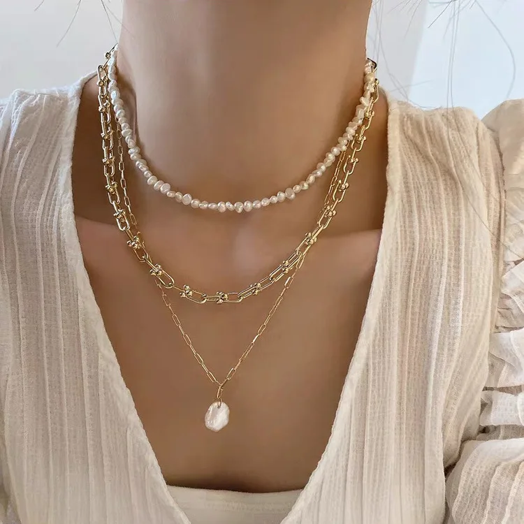2020 Lyst til Fine Smykker til Kvinder-Pladsen 14k Guld Kæder Perle Vedhæng Uregelmæssige Naturlige Perler Halskæder til Kvinder bryllupsgave 3