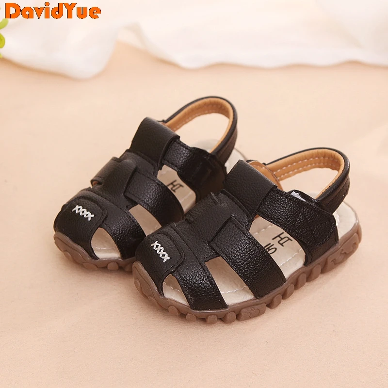 Davidyue læder kids sandaler drenge blødt læder i sommeren drenge, piger, børn, beach sko kids sport sandaler 3