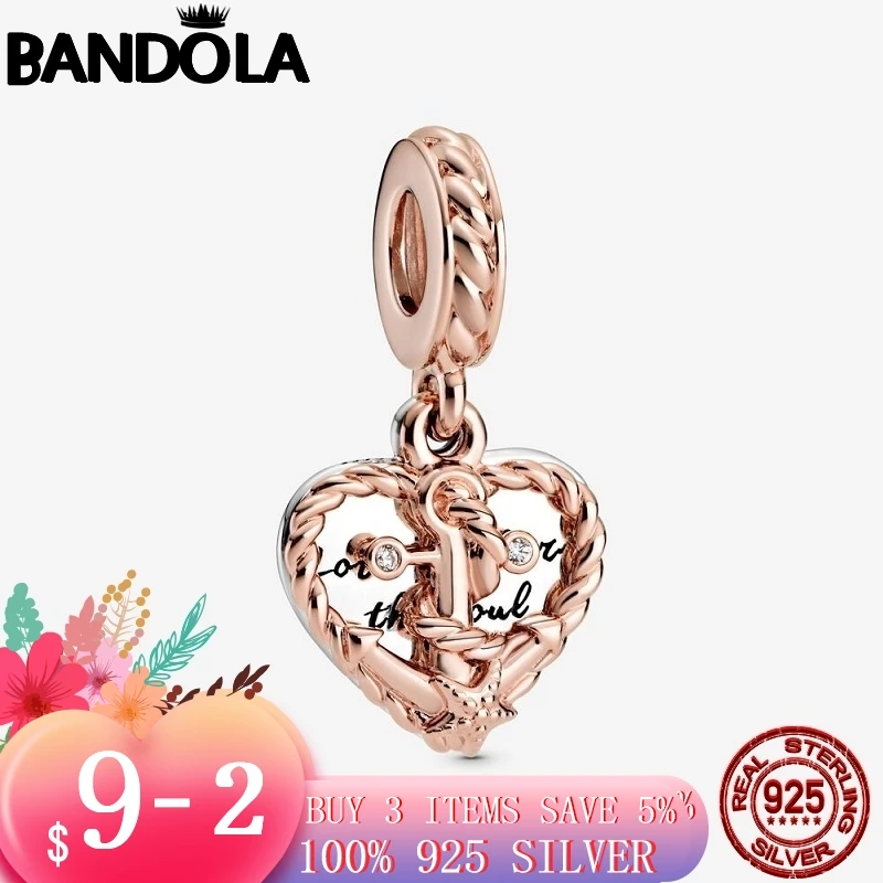 2020 Sommeren Nye 925 Sterling Sølv Reb Hjerte & Kærlighed Anchor Heart Charm Perler Passer Oprindelige Pandora Armbånd Halskæde Smykker 3