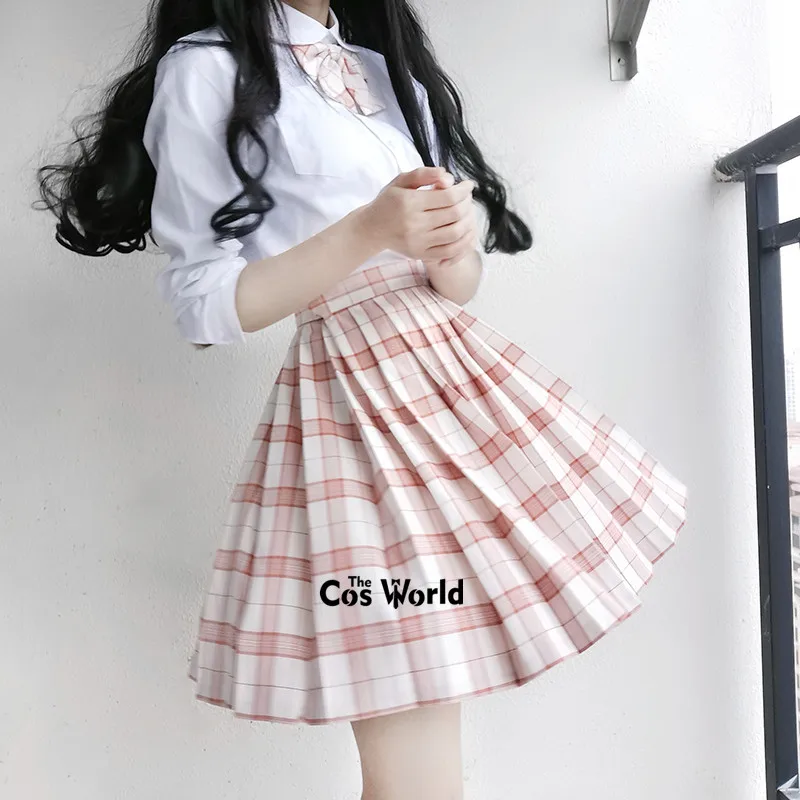 [Pink White] Girl ' s Kvinder er Japansk Sommeren Høj Talje Plisseret Hvid Nederdel For JK Skole Uniform Studerende Klude 3