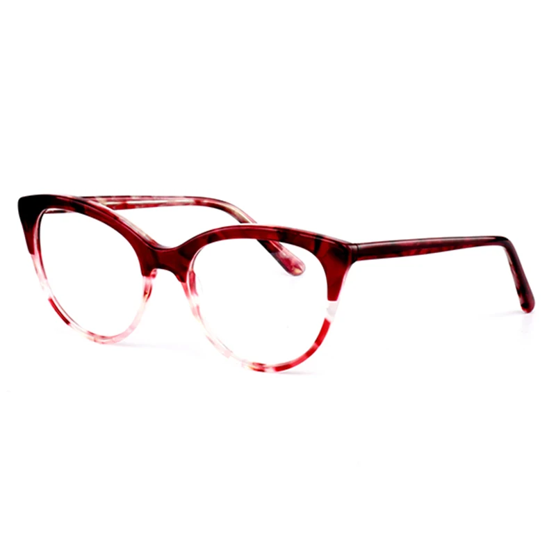 Ny trend acetat cat eye briller rammer kvinder øje slid dobbelt farve optiske briller ramme 3