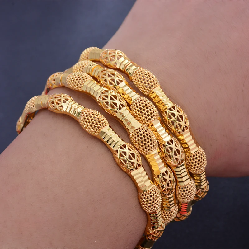4stk Guld Farve Armbånd For Kvinder i Mellemøsten, Smykker Nye Arabiske/Dubai Guld Farve Armbånd Armbånd Smykker Kan Åbne Bangles 3
