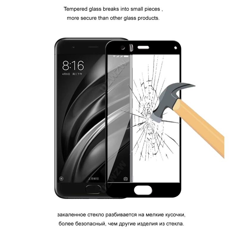 For Xiaomi Mi 6 Glas Fuld Dækning Hærdet Glas Skærm Protektor 9H Hårdhed Beskyttende Glas Til Xiaomi Mi 6 Mi6 3