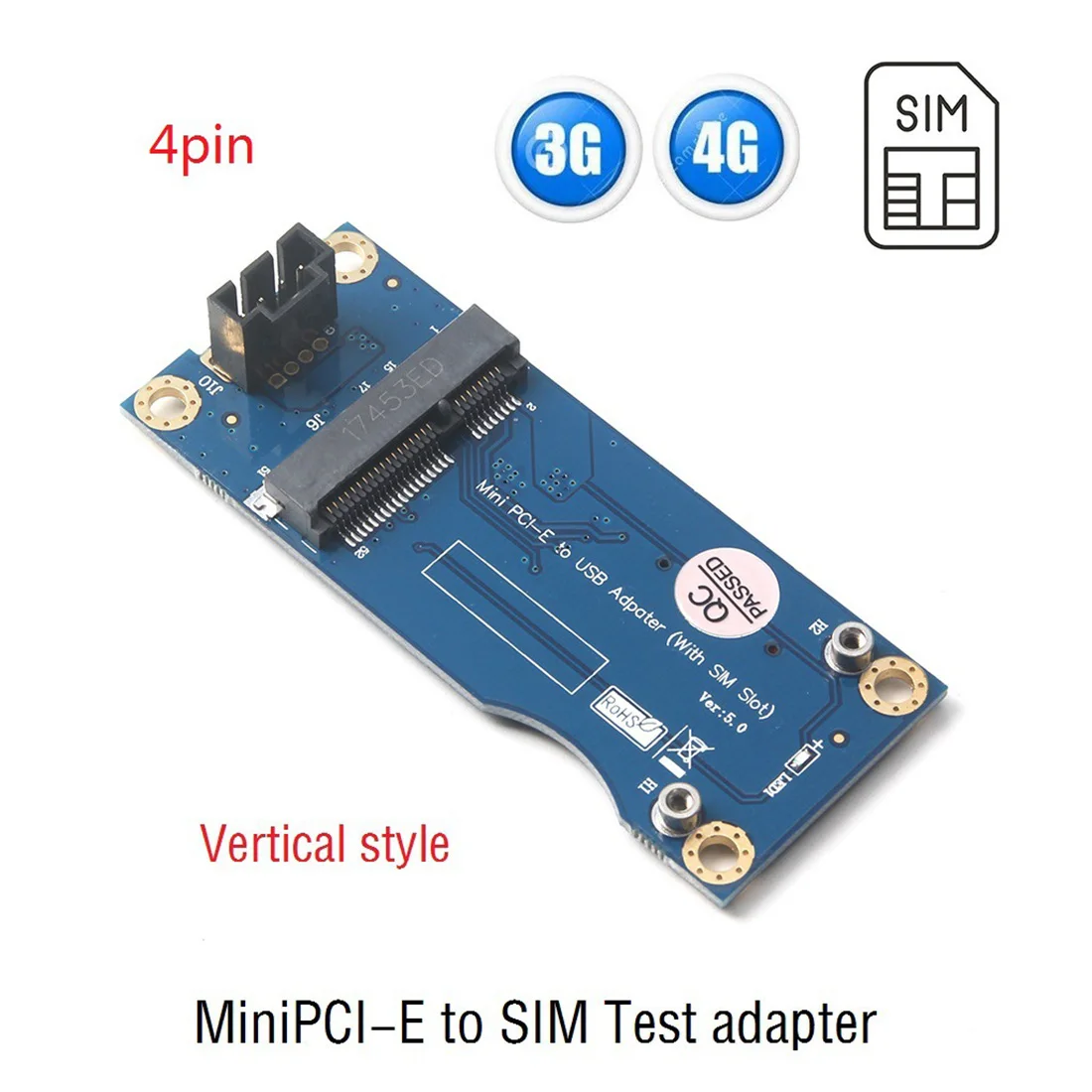 Mini-PCI-E Trådløse WWAN Test-Kort, USB-4Pin MiniPCI Express-Adapter med SIM-Kort Slot til Modul 3G/4G for HUAWEI, SAMSUNG ZTE 3