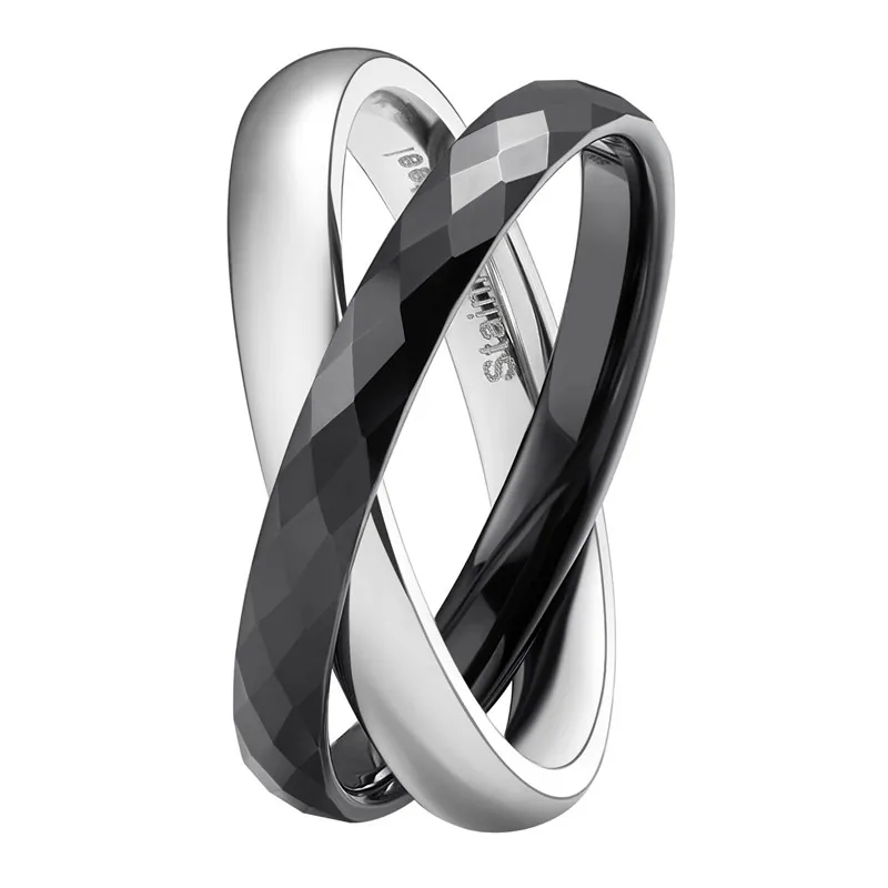 Tigrade 2mm Wolfram Rustfrit Stål Dobbelt Ringe Til Mænd, Kvinder Mode Boheme Smykker Engros Regalos Para San Valentin 3