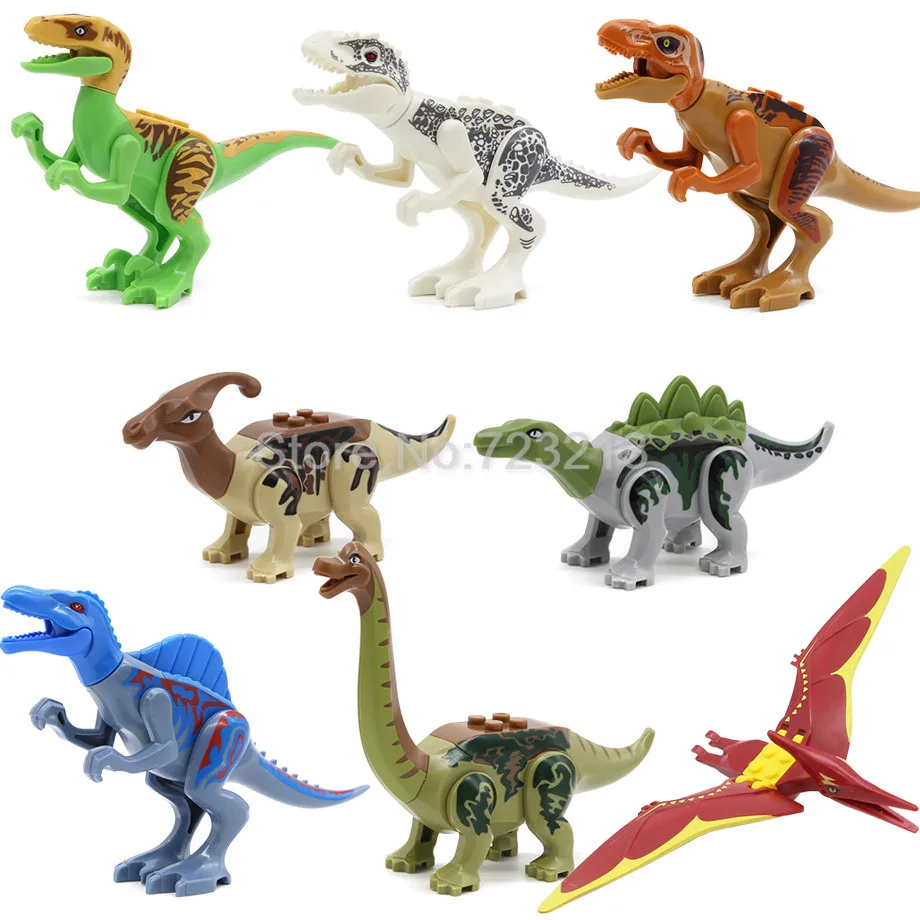 8stk/masse Jurrassic Verden Jurassic Dinosaur Figur Set Kids Animal byggesten Indstiller Model Legetøj for Børn 3