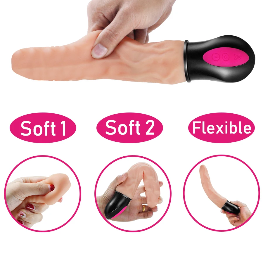 FLXUR 12-Tilstand Varme Realistisk Dildo Vibrator Fleksibel Blød Silikone Penis G Spot Vagina Vibrator Masturbator Sex Legetøj Til Kvinder 3