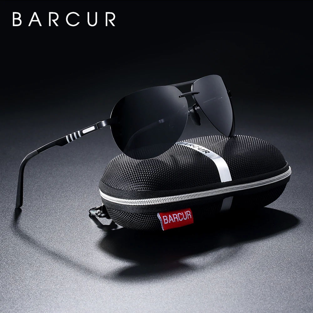 BARCUR Aluminium, Magnesium Solbriller Mænd Pilot solbriller Kørsel Brillerne, Oculos De Sol 3