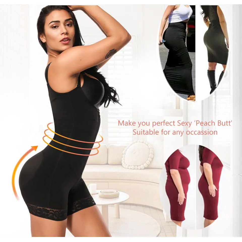 Full Body Shaper fajas colombianas reductora Talje Træner Butt Shapewear Løfter Åben Buste Bodysuit Problemfri Slankende Undertøj 3