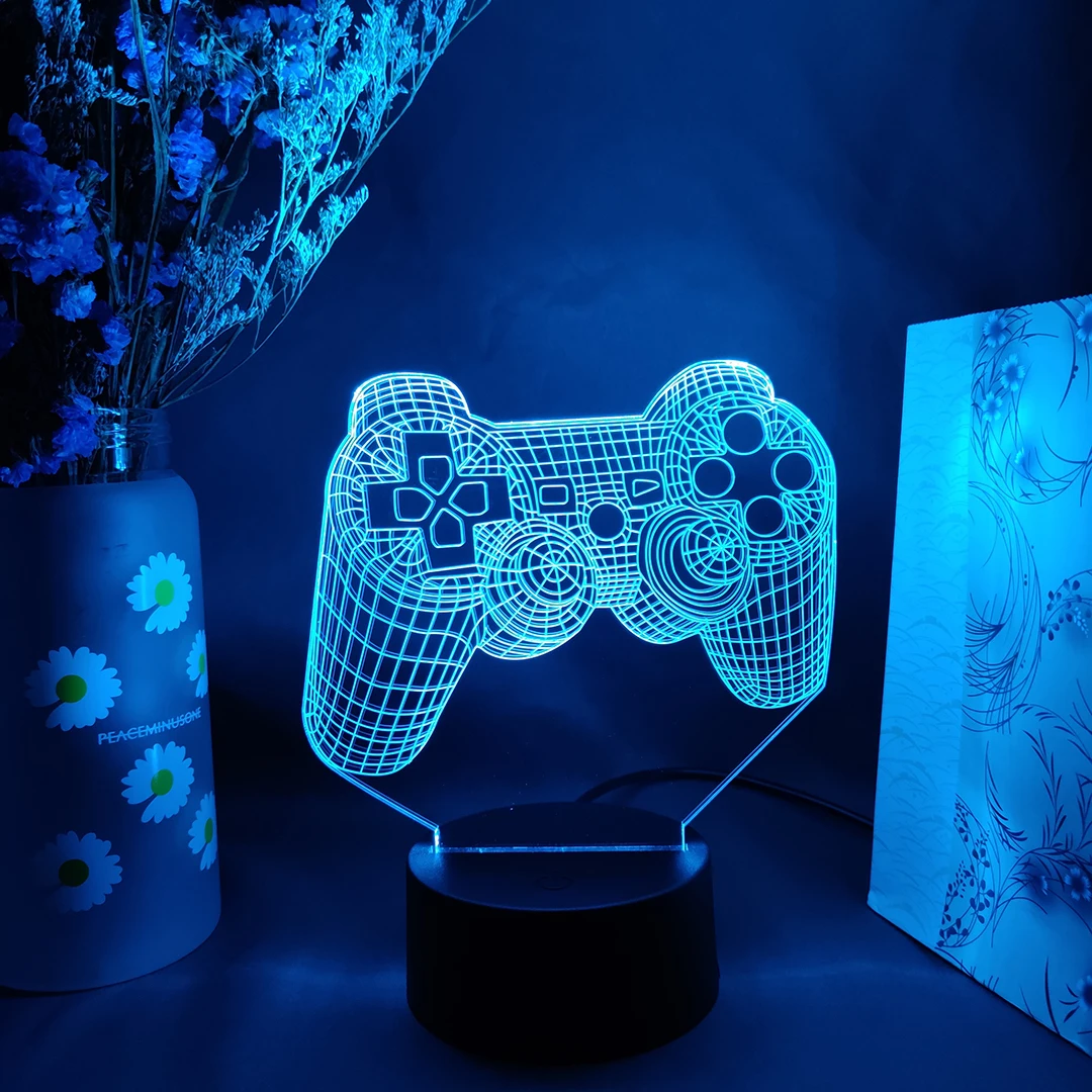 3D Vision Lampe Cool Gave til Spil Fans Konsol Håndtag Billede 7 Farve Skiftende Touch Sensor Nat Lys Gaming Room Dekoration 3