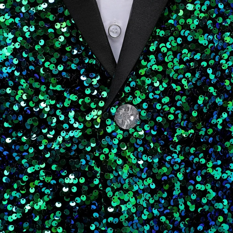 Farverige Glimmer Paillet Tuxedo Blazer Mænd Luksus Mærke Herre Sjal Kraven Kjole Suit Jakke Bryllupsfest Fase Blazer Kostume 3