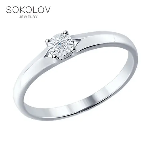 Sokolov sølv engagement ring med Diamant, mode smykker, 925, kvinders mandlige 3