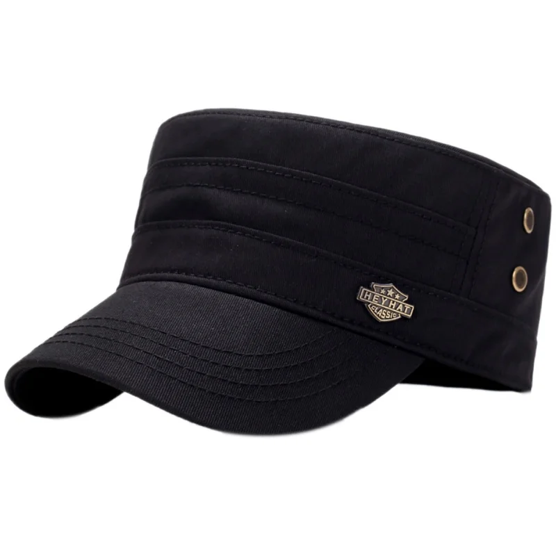 Flad Top Cap Fashion Trendy Justerbar Bærbare Parasol Hat Hat Militære Caps For Mænd 3