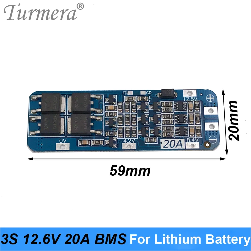 Turmera 3S 20A BMS 10,8 V 12,6 V 18650 Lithium Batteri Beskyttet yrelsen for Skruetrækker Batteri og Uninterrupted Power Supply 12V 3